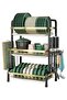 Dish Drying Rack For Kitchen Counter Top Organizer With Sink Drainer And Cutlery Shelf Option