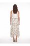 Green Crush Effect Chiffon Elastic Waist Asymmetrical Cut Lined Floral Patterned Midi Skirt - 2