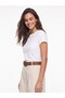 Beige Cotton Viscose Blend Thin Linen Textured High Waist Shorts with Pocket Detail and Belt - 4