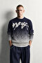 Men's Oversize Patterned Crew Neck Wool Knit Sweater