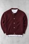 Men's Buttoned Knitwear Cardigan Regular Knitted Soft Textured Basic Cardigan - Burgundy