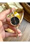 Round Vintage Gold Inside Black Women's Wristwatch - 5