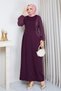 Women's Mercerized Knitwear Dress with Silk Kupra Detail on the Side - 5