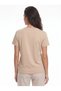 Beige Cotton Crew Neck Comfortable Fit Teddy Embroidered Short Sleeve T-Shirt - 3