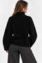 Black Knitwear Textured High Collar Oversize Fit Button Detailed Drop Shoulder Knitted Cardigan - 4