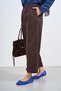 Women's Ankle Adjustable Pleated Trousers Brown - 4