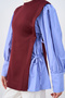 Women's Striped Side Tie Detail Tunic Claret Red - 6