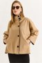 Mink Cashmere Fabric Stand Collar Oversize Crochet Detailed Side Pocket Buttoned Coat - 2