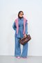 Women's Button Detail Belted Waist Pants Suit Light Blue - 2
