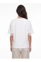 White Soft Textured Crew Neck Oversized T-Shirt with Lace Detail on Sleeves and Hem - 3