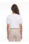 White Stretchy Fabric Crew Neck Short Sleeve Basic Form Dog Print T-Shirt with Sequin Detail - 3