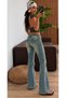 Vintage Retro Pale Blue Bootcut Flared Low Waist Jeans