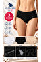 Women'S, Licensed, Uspa, 47% Modal, 47% Cotton, 6% Elastane, Elastic Waistband, High Waist Bato Panties, Basic, Comfort, Non-Marking, Set of 3 - 3