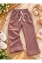 100% Cotton Girls' Tracksuit Set Acapella Floral Printed Sweatshirt Wide-Leg Pants Pink Brown - 3