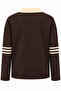 2257 Women's 07 Printed Polo Collar Oversize Sweatshirt Brown - 3