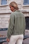 Khaki Shirt Collar Cuffed Sleeves Snap Fasteners Casual Tencel Fabric Oversize Woven Jacket 65 75 - 8
