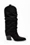 Women's Cowboy Boots Pointed Toe Drawstring Thick Heel Western Boots - 2
