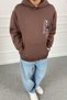 Mona Lisa Printed Oversize Hooded Sweatshirt with Kangaroo Pocket - 4