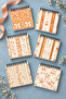 Orange Ribbon and Floral Pattern Mini Notepad Set