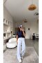 Gray Melange Modal Drawstring Elastic Pants - 2