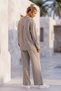 Beige Shirt Collar Cuffed Sleeves Pocket Elastic Waist Tencel Fabric Woven Bottom Top Set 68-104 67-60 - 8