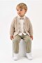 Baby Boy Cardigan Pants Shirt Set Khaki