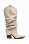 Women's Cowboy Boots Pointed Toe Drawstring Thick Heel Western Boots - 3