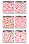 Pink Strawberry and Floral Pattern Mini Notepad Set - 2