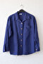 Dark Blue Shirt Collar Cuffed Sleeves Elastic Waist Tencel Fabric Woven Bottom Top Set 68-104 67-60 - 2