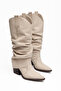 Women's Cowboy Boots Pointed Toe Drawstring Thick Heel Western Boots