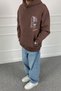 Mona Lisa Printed Oversize Hooded Sweatshirt with Kangaroo Pocket - 5