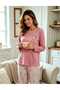 Women's Pink Long Sleeve Pajama Set Teddy Patterned Comfortable Fit Stylish Cute Home Wear - 4