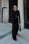 Black Waist Lock Accessory Blouse and Wide Leg Pocket Pants Women's Sandy Bottom-Top Set - 4