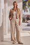 Beige Pocketed Elastic Waist Wide Leg Casual Tencel Fabric Woven Trousers 104 60 - 5