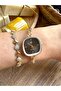 Vintage Square Gold Inside Brown Women's Wristwatch