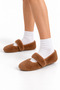 Lily Women's Plush Strap Stylish Lightweight Ballet Flats Home Casual Shoes - 6