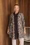 Plus Size Zippered Patterned Tunic Cardigan