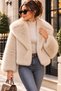 Women's Short Collared Soft Fur Coat Cty-Abr-2240