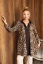 Plus Size Zippered Patterned Tunic Cardigan
