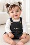 Strawberry Daisy Embroidered Bandana Baby Girl Lycra Denim Dress with Rubber Straps 3-Piece Baby Girl/Child
