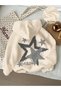 Star Printed Premium Oversize Hooded 3 Thread Cotton Sweatshirt