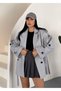 Women's Short Cashmere Coat with Belt and Lining - 3
