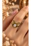 Natural Stone Butterfly Figured Quartz Stone Vintage Copper Women's Ring - 4