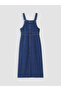 Two Mt Shop Quality Lcw Modest Indigo Denim Straight Standard & Regular Square Neck Midi Salopet - 7