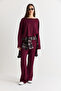 Women's Plum Boat Neck Loose Blouse High Waist Spanish Flare Pants Modal Basic Set 12281 60286556 - 3