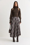 Women's Brown-Blue High Waist A-Line Plaid Midi Skirt De261123 60286551 - 3