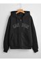 London Cardigan - Black Printed Oversize Hoodie