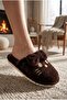 Women's Brown Cute Cat Figured Plush House Slippers - 2