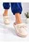 Women's Plush Lace Bow Detailed Winter House Slippers Dowry Slippers Gift Slippers Stc1368 - 2