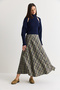 Women's Green-Burgundy High Waist A-Line Plaid Midi Skirt De261123 60286551 - 3